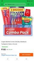 Colgate maxfresh 300gm + 6 zigzag Toothbrush + Colgate plax 300ml