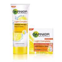 Garnier Skin Naturals Light Complete Facewash & Serum Cream Spf 19, 90 ml (Pack of 2) 