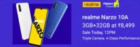 Realme Narzo 10a  3GB + 32 GB at Rs.8499 Sale Today, 12 PM 