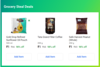 Grocery Steal Deals - 4 Items For Rs.4 ( Dal + Oil + Sugar + Almonds)