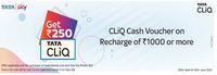 TataSky Recharge for Rs. 1000 & get Tata CLiQ Cash Voucher worth Rs. 250