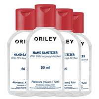 Oriley Waterless Hand Sanitizer 70% Isopropyl Alcohol Based Instant Germ Protection Sanitizing Gel Rinse-free Palm Cleaner Handrub (4 x 50ml)@ 100

