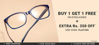Coolwinks : Buy 1 Get 1 Free On EyeGlasses + Extra Rs.350 Off