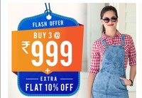 Max Fashion: Flash Offer Buy 3 @ 999 + 10 % Extra
