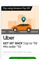 Get 50% cashback, up to 50 on Uber, pay by Amazon pay UPI 