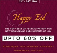 NNNOW Happy Eid Sale 21st To 24st May upto 60%
of on men's And Women's Clothing
