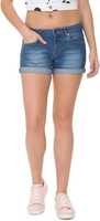 People Washed Women Blue Hotpants