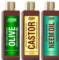 Zorg Organics Combo of Olive Oil + Castor Oil and Neem Herbal Hair Oil  (600 ml)