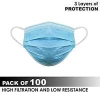 Disposable Air Pollution & Protection Mask Face Mask Nose Mask Dust Mask surgical mask with tie,Disposable Surgical Mask, Pack of (100)