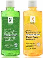 NutriGlow NATURAL'S Combo (Pack of 2) - Tea Tree & Aloe Vera (500ml) + Juicy Real Orange (500ml) | Instant Germ Protection|Sanitize Gel|Hand Rub