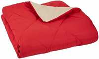AmazonBasics Reversible Microfiber Comforter - Full/Queen, Red, 218x234 cms