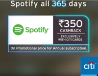 Rs. 350 cashback with Citi Cards on Spotify Premium Annual membership