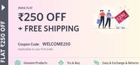 Get Flat Rs.250 OFF + Free Shipping on 1 Order on Myntra