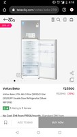 Voltas Beko 270L INV 3 Star (2019)/2 Star (2020) FF Double Door Refrigerator (Silver, RFF293I)