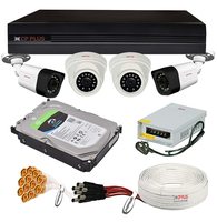 CP Plus 2.4MP 4 Camera Combo Set with 4Ch DVR, 2 Dome 2 Bullet Cameras, 1TB HDD, Power Supply, 90Mtr Cable, Audio Mic and Connectors