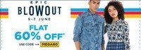 Ajio: Epic Blowout Sale 5 To 7th june : Flat 60% off on Apparel & Accessories