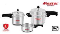 Master Family Aluminium Pressure Cooker Combo (Set of 5L cooker with Lid 3L cooker and 2L Pan) 