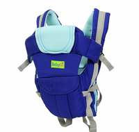 BabyGo Soft 4-in-1 Baby Carrier with Comfortable Head Support and Buckle Straps (Blue)