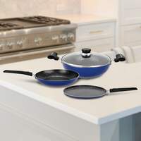 Renberg Blue Orchid Cookware Set ( Aluminium , 4 Piece )