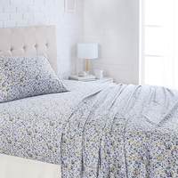 AmazonBasics Microfiber Sheet Set - (Includes 1 bedsheet, 1 Fitted Sheet with Elastic, 1 Pillow Cover, Single, Blue Floral)