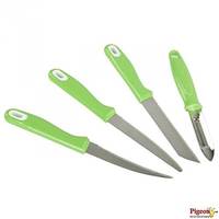 Pigeon Stainless Steel Kitchen Knife Set, 4-Pieces, Green