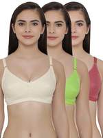 Clovia Women's Pack of 3 Full Coverage Non Padded Wirefree Full Cup Bra