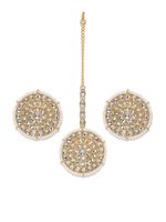 Zaveri Pearls Traditional Kundan & Pearls Earring & Maangtikka Set for Women-ZPFK8654