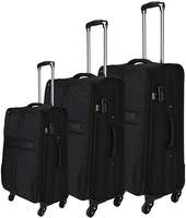 Nasher Miles Brunei Soft-Sided Polyester Luggage Set of 3 Black Trolley Bags (55, 65 & 75 cm)