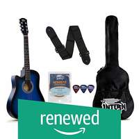 (Renewed) Intern INT-38C-L-BLS Left Hand Acoustic Guitar Kit, With Bag, Strings, Pick And Strap, Blue