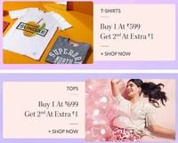 Myntra - Buy 1 Product and Get 2nd for Extra Re.1 on t-shirts, kurtas and more (5PM -8PM)