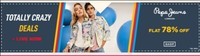 Ajio Totally Crazy Deals Pepe jeans Clothing brand Flat 78% Off 