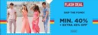 Ajio Flash Deal Min 40% Off + Extra 45% Off on Clothing Valid till 4Pm