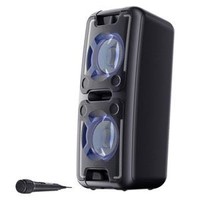 Lowest price- 73% off Sharp 150W High Power Portable Speaker with Built-in Rechargeable Battery, Disco Lights, Bluetooth, FM Radio, USB Playback and Microphone (Black)

