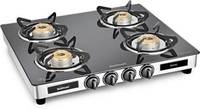 Sunflame Regal Glass, Stainless Steel Manual Gas Stove (4 Burners)