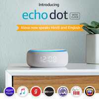 Echo Dot (3rd Gen) with clock - New and improved smart speaker with Alexa and LED display (White)