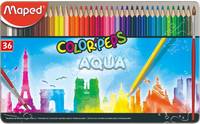 Maped Color'Peps Aqua - Water Color Pencils Metal Box 36 Colors Triangular Shaped Color Pencils  (Set of 1, Multicolor) + save extra with card offers