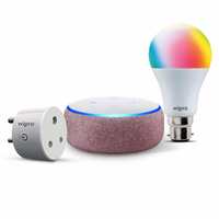 Echo Dot (Purple) bundle with Wipro 9W smart color bulb