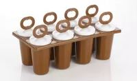 Bluewhale New 8 Pieces Candy Kulfi Maker Moulds Set Brown Color Plastic Brown Plastic Ice Cube Tray