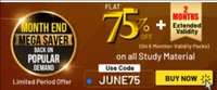 Adda247 Month End Mega SaverGet Extra 75% Off on All Study Materials+ 2 Month Extended Warranty