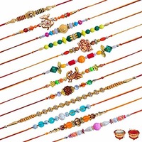 RGUC Metal & Wooden Rakhi 12 Rakhi Set for Brother | Rakhi for Men | Rakhi for bhaiya bhabhi |Rakhi Gift Set