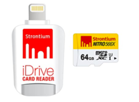 Strontium Nitro iDrive Card Reader (White) with Strontium Nitro 64GB UHS-I Class 10 MicroSD Card