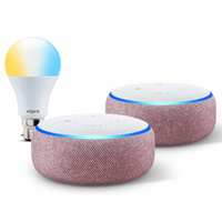 [Prime Only] Echo Dot gift twin pack (Purple) with Wipro smart white bulb