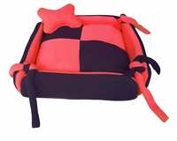 FLUFFY'S Luxurious Dog/Cat Bed Square Shape Super Soft Foam Reversible Red & Black - Small, Red, Small, 948.00 g
