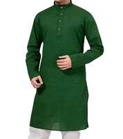 MD Creations Solid Shirt Kurta Green Color Indian Men's Casual Shirts 100% Cotton Tunic Top (Medium)