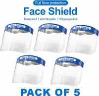 MASONIC Fluid Resistant Clear Full Face Masks Protective Anti-Splash Facial Cover with Elastic Band and Soft Sponge