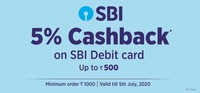 Get 5% Cashback upto 500₹ on using SBI Debit Card on JioMart