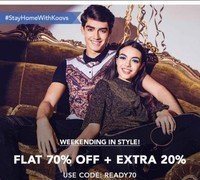 Koovs: Flat 70% Off + Extra 20% OFF ON MEN'S AND WOMEN'S CLOTHING