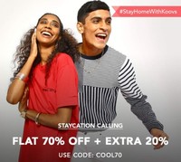 Flat 70% off + Extra 20% off on men's and women's Apparel