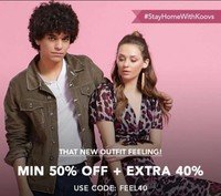 Koovs :Min 50% Off +Extra 40% Off On Men's And Women's Apparel