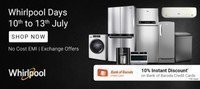 Flipkart Whirlpool Days - Upto 30% off + 10% Discount Using BOB CC (No Cost EMI | Exchange Offers)  (10-13th July) 